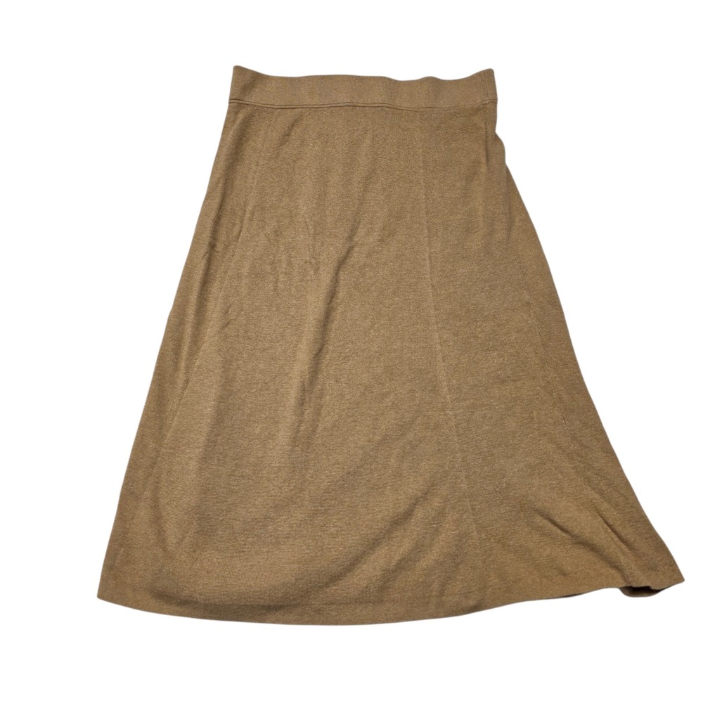Banana Republic Skirt Women L Tan Sweater‎ Knit Midi A-Line Cotton Quiet Luxury